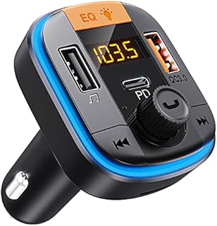 Bluetooth FM Transmitter for Car - Tensun Bluetooth Car Adapter PD20W+QC3.0 Cigarette Lighter Bluetooth 5.0 Radio Receiver Music Player Car Charger Supports Hands-Free Call Siri Google Assistant