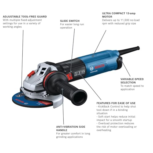 Bosch GWS14-50B 5 In. Angle Grinder with Brake thumbnail 3