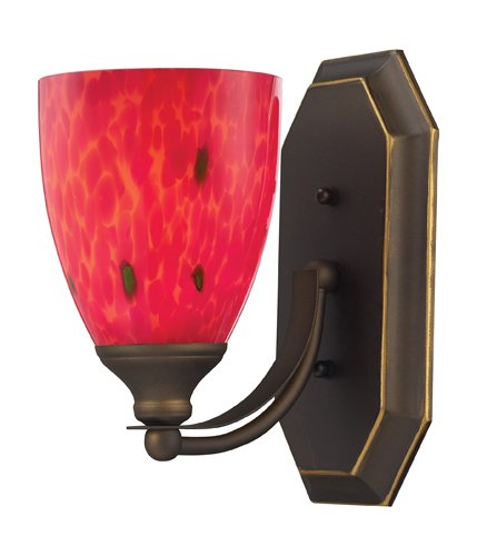 Elk 570-1B-FR 1-Light Vanity in Aged Bronze and Fire Red Glass