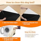 HMTOPE Orthopädisches Hundebett, 10cm Dicke Hundekissen für Mittelgroße Hunde, Grosse Hunde, Abnehmbar und Waschbar Hundematte, rutschfeste Unterseite, Wasserdichtes Innenfutter, 112 cm, Beige