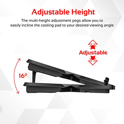 Promate Gaming Laptop Cooling Pad, Ergonomic High-Speed Laptop Cooling Pad with 4 Silent Cooling Fan, Dual USB Port, AirBase-3 Black - Image 5