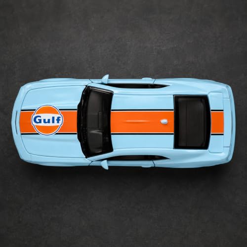 Image of Wizplex CCA Chevrolet Camaro SS Gulf 1:64 Officially Licensed Premium Die Cast Metal Car in Acrylic Display Case - Openable Doors, Collectible Muscle Coupe Showpiece for Collectors & Kids 3+