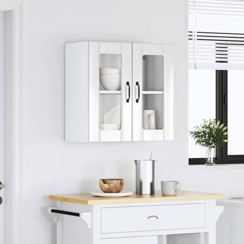 Lucca High Gloss White Kitchen Wall Cabinet with Glass Door - Stylish Engineered Wood Storage Solution for Your Kitchen - Image 2