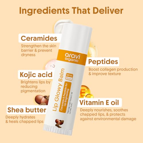 Image of Aravi Organic Sun Protection Combo - Oil-Free Sunscreen Body Lotion SPF 50 PA+++ (200ml) + Lip Glowy Balm SPF 50 PA+++ with Kojic Acid & Peptide (5g)