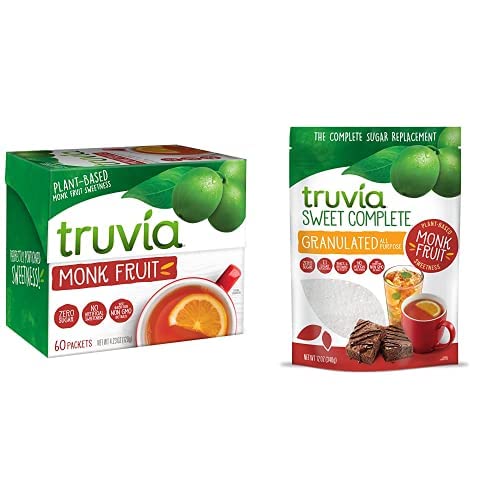 Truvia Edulcorante sin calorías del paquete de fruta del monje (paquete de 2), incluye una caja de 60 paquetes de fruta de monje y una bolsa disponible en Yaxa Guatemala
