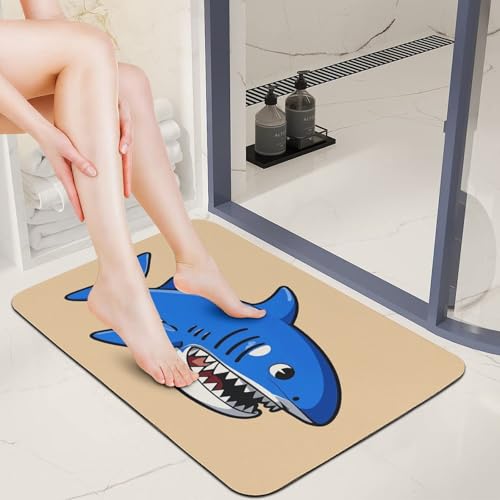 Tapis absorbant l'eau avec base antidérapante motif requin - 3