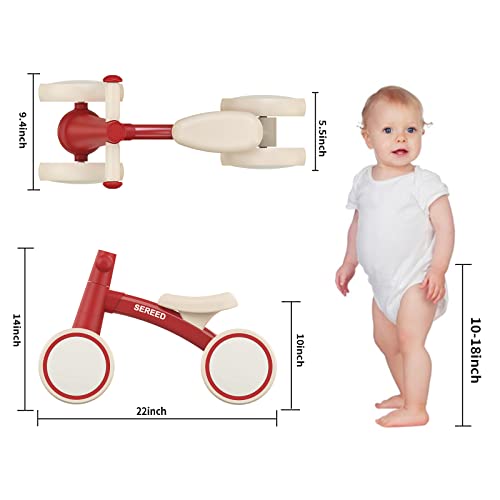 image for SEREED Balance Bike for 1 Year Old, 10 inches Aluminum Frame, Red (UD3