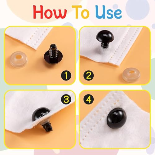 Image of 1100PCS Safety Eyes and Noses for Amigurumi, Stuffed Crochet Eyes with Washers, Craft Doll Eyes and Nose for Teddy Bear Crochet Toy Stuffed Doll and Plush Animal Gifts (1100PCS Safety Eyes)