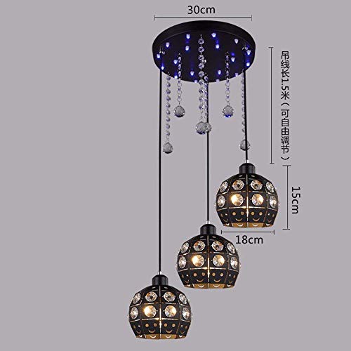 Lumière suspendue cristal noir haut de gamme pour une décoration de salon chic