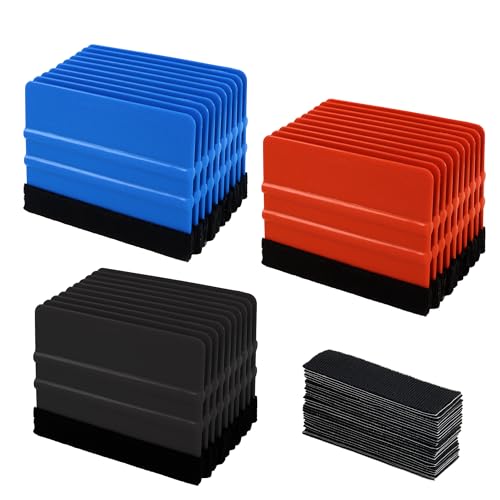 Tint Squeegee, 30 Pcs Deformation-Resistant Vinyl Squeegee with Fabric Felt Edge and Removable Felt Pad, Prevents Scratches and Scuffs, 4x2.9 Inches, for Window Tinting, Car Film or Poster Application
