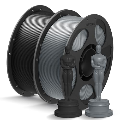 Image of ANYCUBIC PLA+ 3D Printer Filament Bundle, PLA Plus 1.75mm Dimensional Accuracy + /- 0.02mm, Fit Most FDM 3D Printers, 1KG Reusable Spool, 2KG Black & Gray