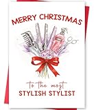 Funny Hair Stylist Christmas Card, Unique Christmas Card Gifts for Hairdressers, Happy Holiday Appreciation Cards for Hair Stylist