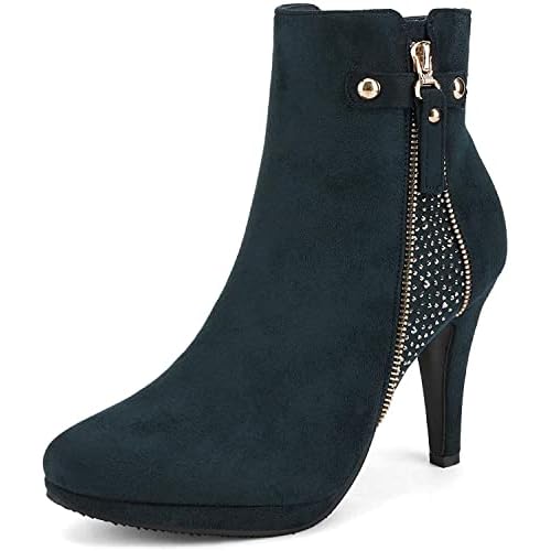 DREAM PAIRS Women's Ankle Boots High Stiletto Heel Booties Fashion Zipper Short Boots 7 Classic Dark/Blue