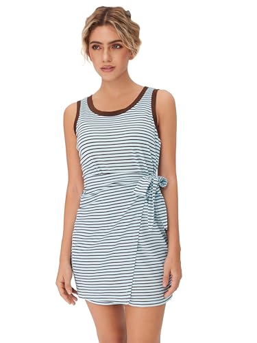 Image of CIDER Womens Striped Tie Waist Tank Dress Casual Sleeveless Knotted Mini Dress