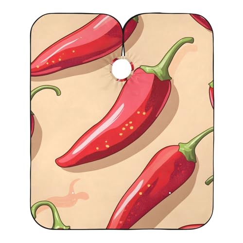 Hezely Red Pepper Hair Dye Cape, Barber Cape for Adults,Waterproof Salon Cape,Waterproof Hairdressing Styling Hair Cutting, 65