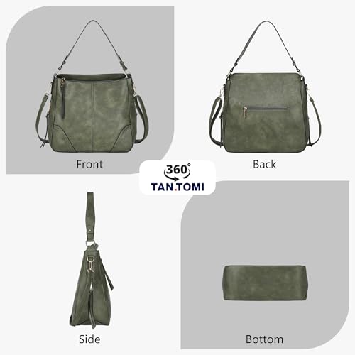 Image of TANTOMI Hobo Crossbody Bags for Women Vegan Leather Purses and Handbags Bucket Bags Ladies Shoulder Purses for Everyday