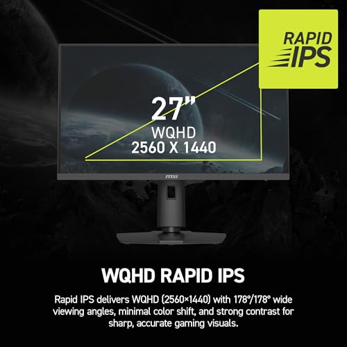 Image of msi MAG 275QPF E21 27-inch 2560 x 1440 (QHD) Gaming Monitor, 210Hz, FreeSync Premium Pro, G-SYNC Compatible, HDMI, DisplayPort, VESA Mountable, Tilt, Height Adjustable, Speaker, 0.03ms, Black