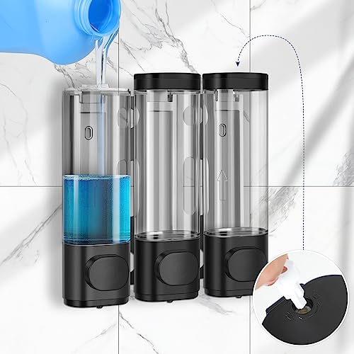 YIAOZ 3-in-1 Room Wall Mounted Bathroom,Shower Pump Dispenser and Organizer,Dispensers for The Shower,Shampoo and Conditioner Dispenser,Shampoo Dispenser for Shower(Black)