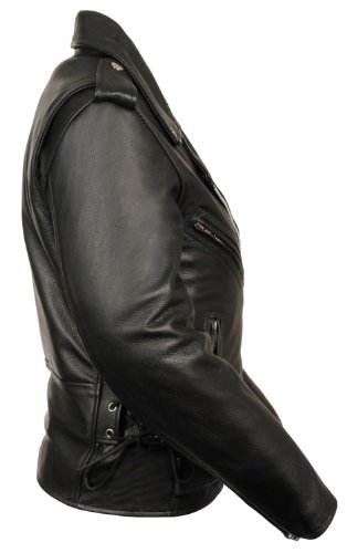 Women's Classic Side Lace Motorcycle Jacket w/Full Sleeve Zip Out Liner (XX-Large)