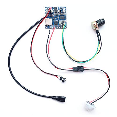 Flyron Motion Sensor MP3 Player Module with Load Output (PIR, Power Connector, Pot and USB extention Attached)