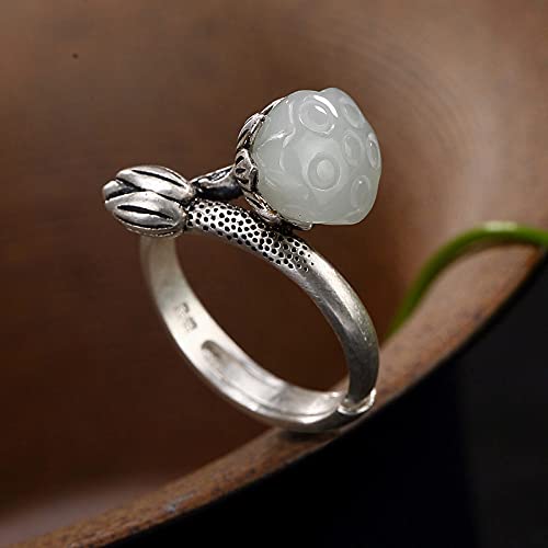 Bague pour femme ajustable en jade rétro : idée cadeau de Noël