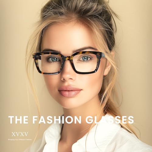 xvxv reading glasses for women men - blue light blocking readers oversize oprah square anti glareeyestrain spring hinge