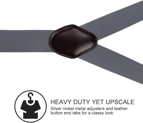 Image of Suspenders for Men, Adjustable Suspenders Gold Clip with Elastic Straps Y-Back Construction Heavy Duty for Work