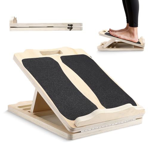 Slant Board Calf Stretch Board Wooden Leg Extender Tilting Board Adjustable Incline Calf Stretcher Stretching Portable Non-Slip Ramp Training Equipment for Fitness Home Gym Outdoor Exercise