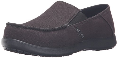 crocs Santa Cruz Canvas GS Loafer (Little Kid/Big Kid), Black/Black, 6 M US Big Kid