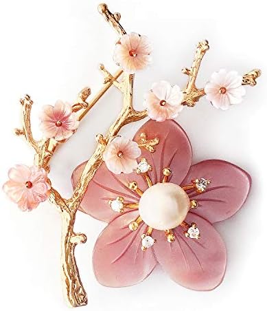 CCijiNG New Year Brooches for Women with Crystal, Flower, Rhinestone Brooches Pins Elegant Jewelry Blossom Fashionable Gifts Ladies Bouquet Brooches Pin for Birthday, Party, New Year, Wedding（Pink）
