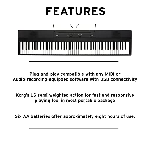 Korg Liano Piano numérique portable avec clavier doux au toucher Noir - Les Beatles, Paul McCartney, John Lennon, RIngo Starr, George Harrison Korg Liano Piano numérique portable avec clavier doux au toucher Noir – Image 6