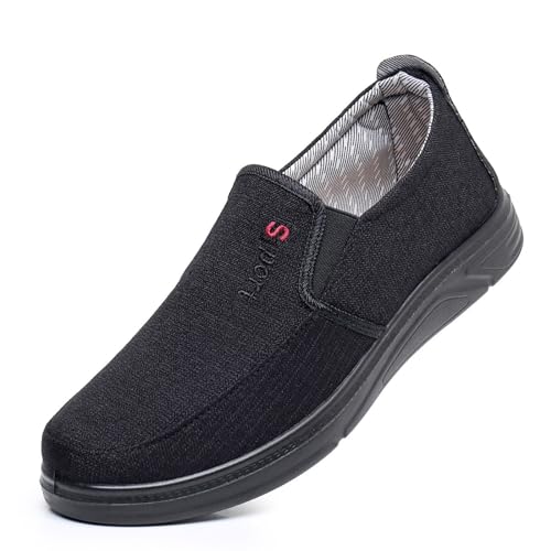 KtEli Men's Slip On Loafers, Old Beijing Cloth Shoes One Foot Stirrup Casual Single Shoes，Canvas Leisure Vintage Flat Walking Orthopedic Shoes,Beijing Cloth Shoes (Color : Black, Size : 43)2