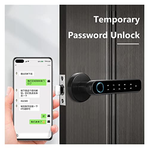 Serrure intelligente Tuya à empreinte digitale et code avec 2 clés pour appartement noir - 5