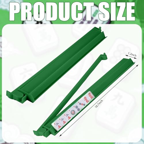 LaRandom 4 Pcs 18.7 Inch Green Acrylic Mahjong Tile Racks with Pushers for Game Night American Mahjong Racks Tile Set for Mah Jong Lovers and Beginners by LaRandom - Image 2