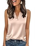Zeagoo Tank Top Damen Sommer Ärmellose Seidentop Elegant V-Ausschnitt Blusentop...