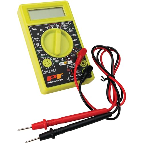 Image of Performance Tool W2974 Digital Multimeter Tester 2000 Counts with AC DC Voltmeter and Ohm Volt Amp Meter, Measures Voltage, DC Current Measurement, Automatic Zero Adjust, 9V Battery Included