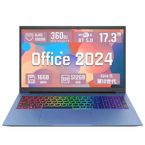 17.3 �C���` �m�[�g�p�\�R��Office 2024���� Core i5-1038NG7 2.0~3.8Ghz/360Hz���t���b�V�����[/ 1080P IPS/Win11 Pro/�w��F��/RGB�o�b�N���C�g/200����f�J����6000mAh�o�b�e���[
