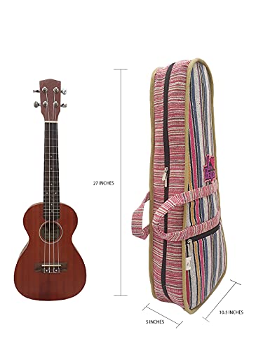 Image of The House of tara Modern Ukulele Bag | Ethnic Handloom Fabric Bag for Concerts | Multicolor | with External Zipper Pocket | Waterproof Padded Case | for Men and Women | Multicolor5