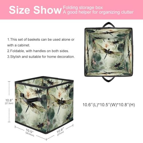 Panier de rangement pliable libellules G grand format textile - 3