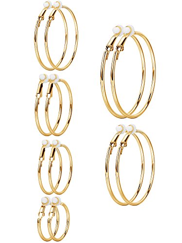 6 Pairs Earrings Clip On Earrings Non Piercing Earrings Set For Women And Girls, 6 Sizes (Gold Color) #TOP5
