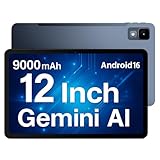 DOOGEE U12 Tablets 12 inch Android 16 Tablet, FHD+(2000x1200) 90Hz, Gemini AI Android Tablets Octa-Core 24GB RAM 128GB ROM(TF 2TB), 9000mAh/18W, Widevine L1 | 5G WiFi | 13MP+8MP | GPS | OTG, Gray