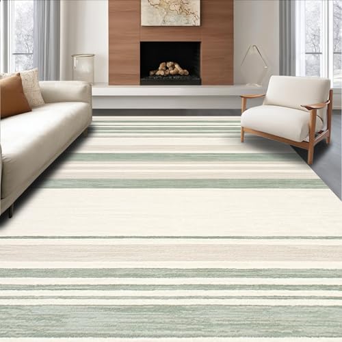 ODIKA Flatwoven High Traffic Area Rug 5x7, Minimalist Sage Green