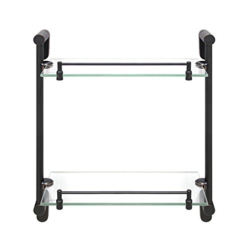 MODONA Double Glass Shelf with Rail – Rubbed Bronze – Oval Series - 5 Year Warrantee