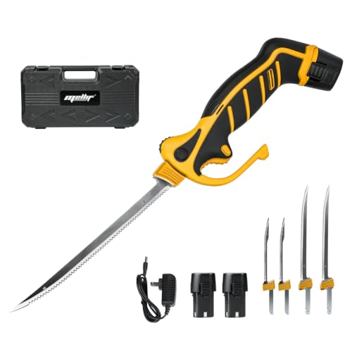 12V Cordless Electric Fillet Knife for Fish 9.5"&7" Stainless Steel Blade