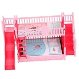 Mini joli lit superposé : lit superposé à double couche peut associé à d'autres meubles de maison de poupée pour créer une micro scène complète, permettant aux enfants de personnaliser entièrement leur expérience de jeu, lit double de maison de poupée