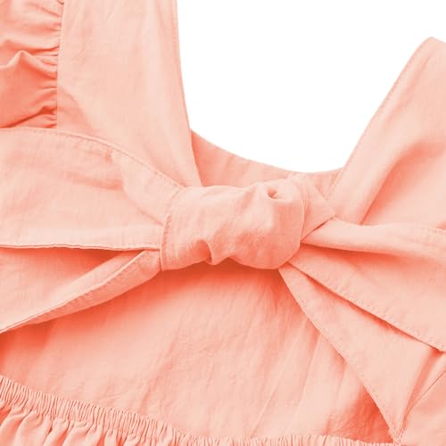 HILEELANG Toddler Girl Linen Dress Open Tie Back Backless Ruffle Sleeve Summer Party Beach Sundress3