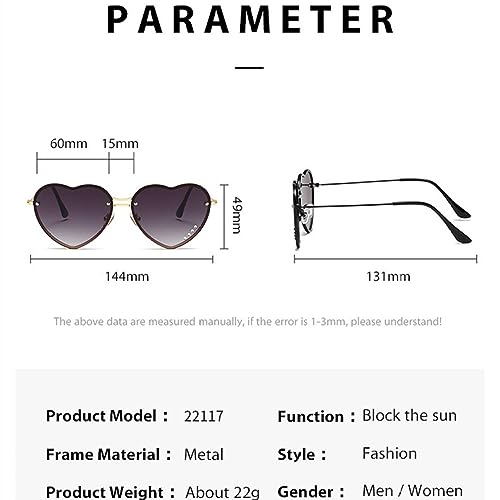 Gafas de sol sin montura en forma de corazón de amor para regalar 2