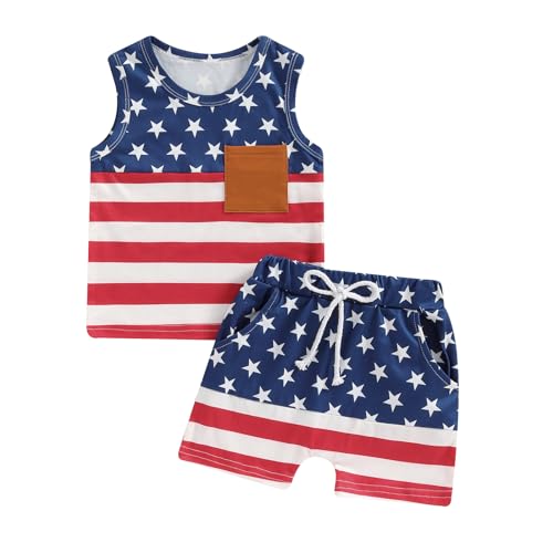 Image of Toddler Baby Boy Summer Outfit Sleeveless T Shirt Top Casual Shorts Set Infant Newborn Clothes 6 12 18 24 Month 2T