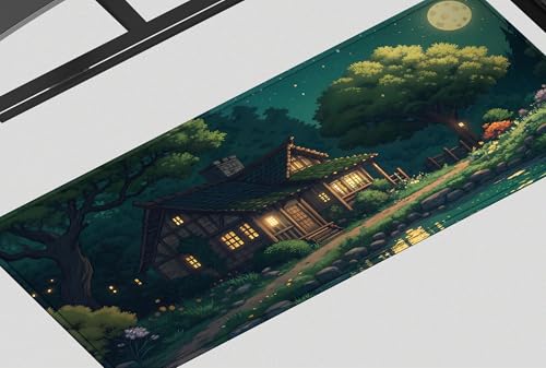 Image of Valley Night Premium Desk Mat | Anti-Skid | Anti-Slip | 80 x 30 cm | Laptop Mat for Work from Home /Office /Gaming- Extended Mouse pad and Keyboard Desk mat