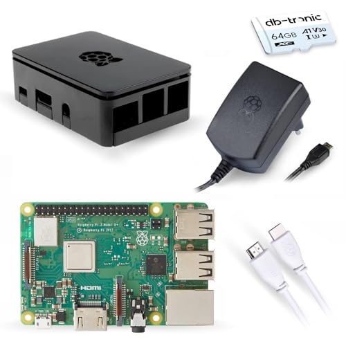 db-tronic Raspberry Pi 3 B+ Starter-Set mit Netzteil | Gehäuse | 64GB SD-Karte | 1m HDMI Kabel | Ras